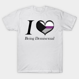 I Heart Being Demisexual Design Pride Flag Colored Heart T-Shirt